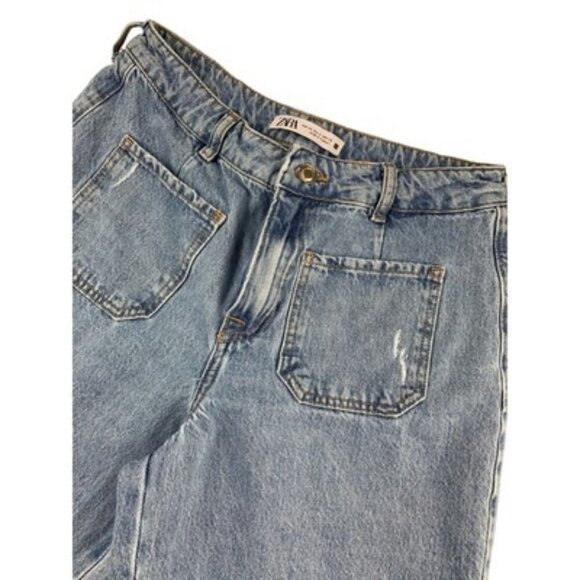 Zara Womens High-Waist Wide-Leg Denim Jeans Size 6 Blue - Picture 6 of 6